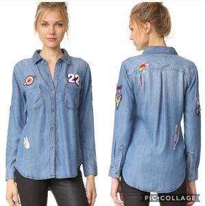 Rails Shirt Women's Medium Chambray Patchwork Button Down